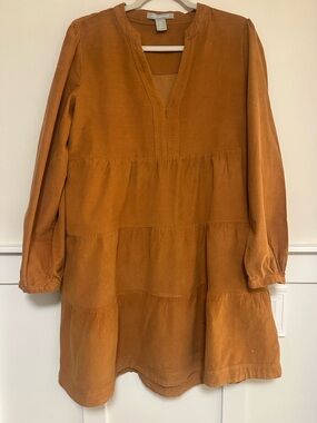 Lucky Brand Rust Orange Corduroy Mini/Midi Dress